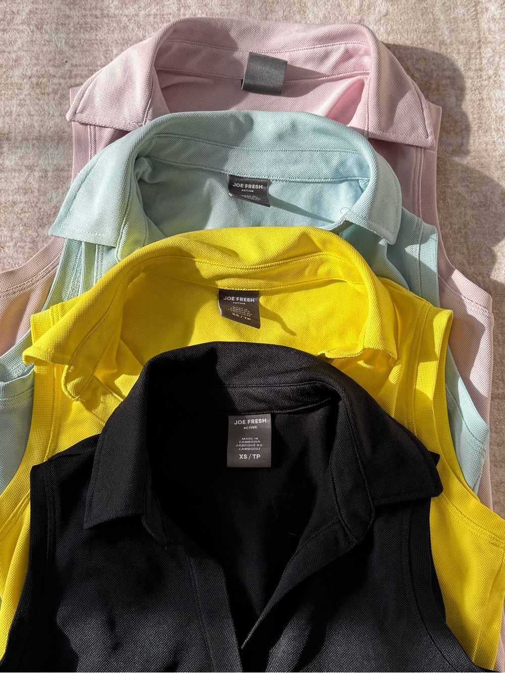 Joe Fresh Women's Sleeveless Polo Tank Top Lot - Black, yellow, blue and pink XS